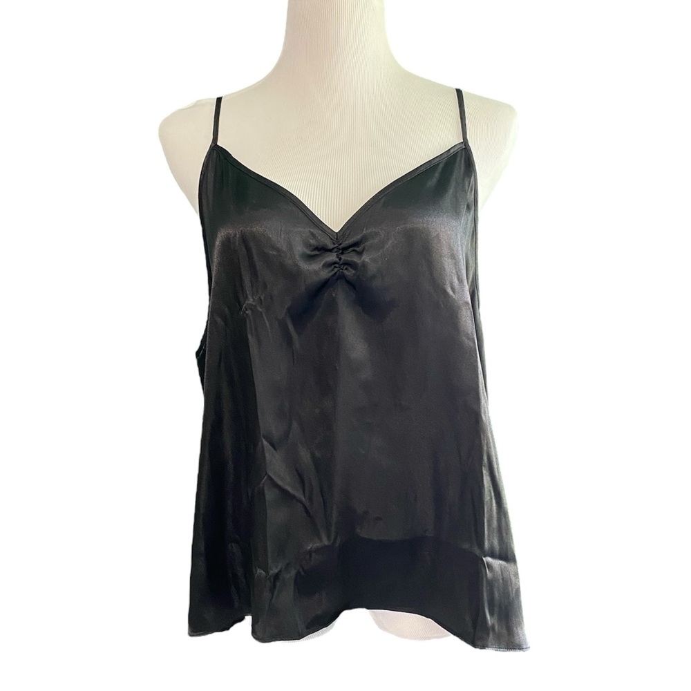 Linea Donatella Women’s Black Silk-like Spaghetti Strap Tank